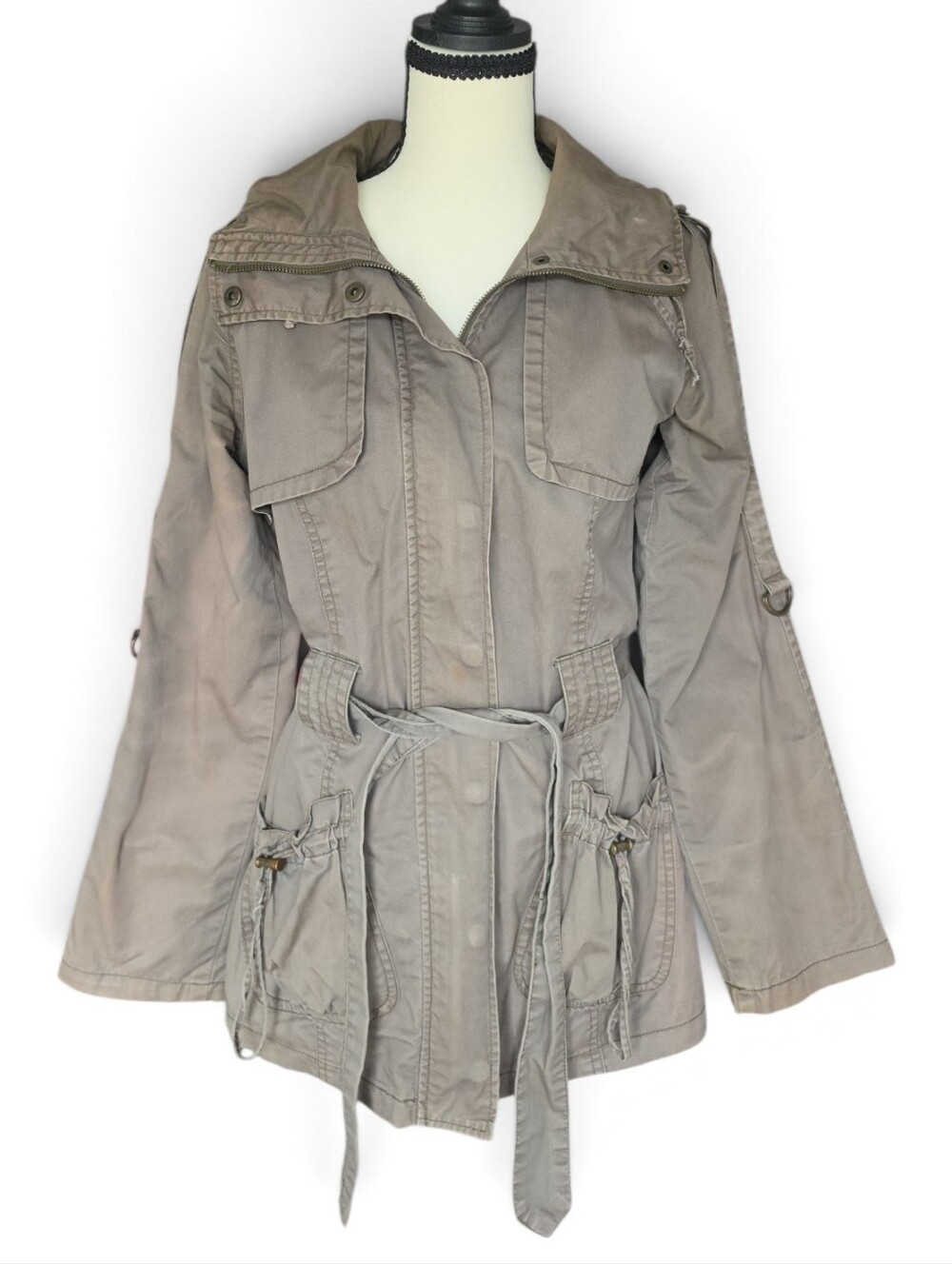 Forever 21 Vintage Utility Jacket with Waist Tie-Size Small